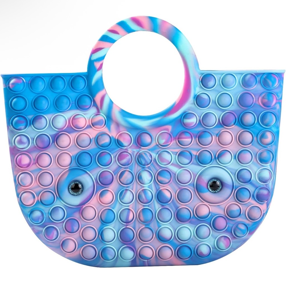 Blue, Pink & Purple Tie-Dye Pop It Silicone Tote Bag